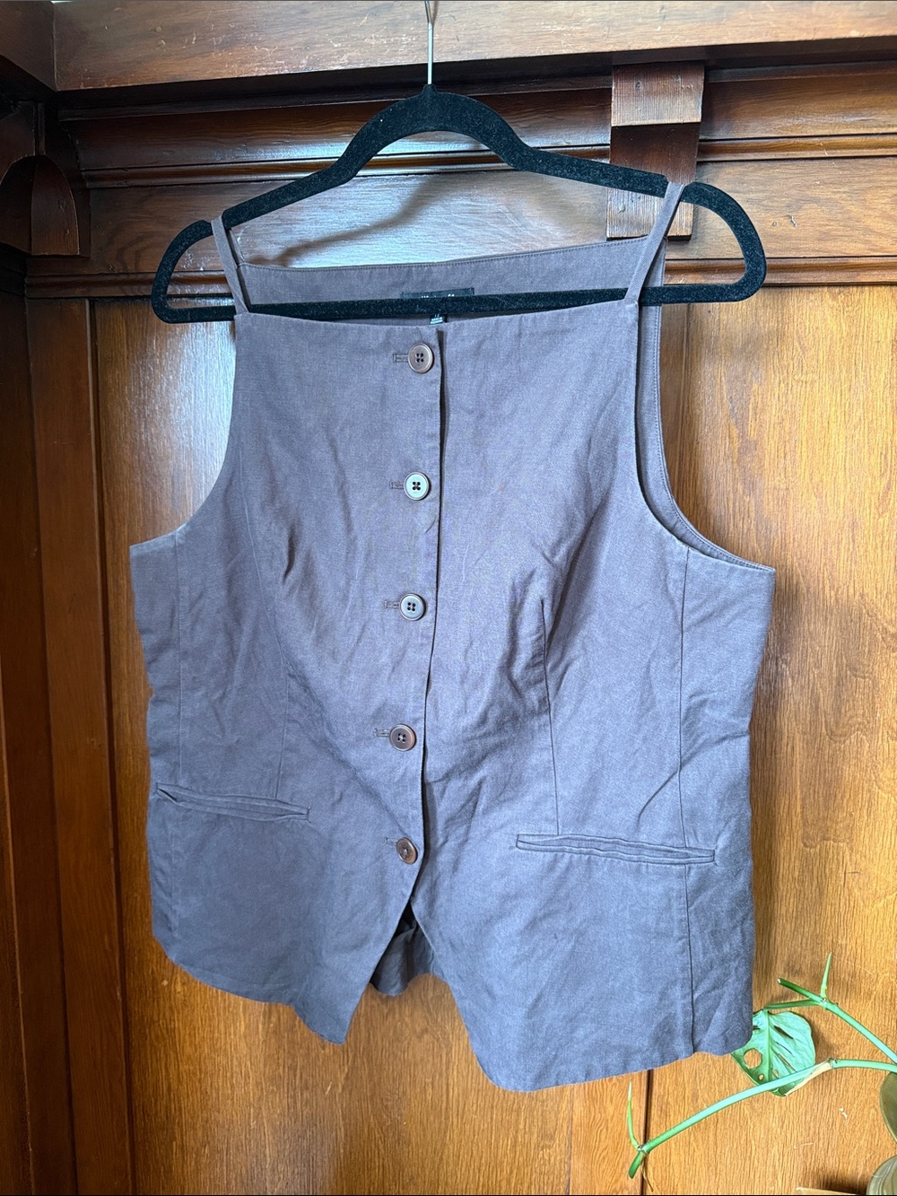 Madewell Brown Button-Front Cotton Vest